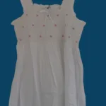 SN-277 White Cotton Embroidery Nightie (Pink Rose Bud)