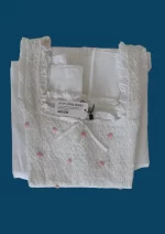 SN-277 White Cotton Embroidery Nightie (Pink Rose Bud) - Image 3