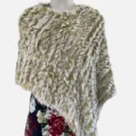 Rabbit Fur Ponchos (One Size) Sage Green With White Tips