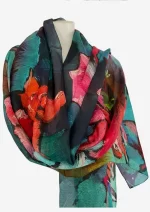 Coral Bloom Silk Long Scarf FW-920 - Image 2