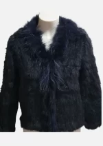 Rabbit Knitted With Raccoon Trimming Coat/Jacket Midnight Blue - Image 2
