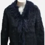 Rabbit Knitted With Raccoon Trimming Coat/Jacket Midnight Blue