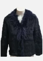 Rabbit Knitted With Raccoon Trimming Coat/Jacket Midnight Blue