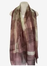 Watercolour Maze Rust Silk Long Scarf FW-505