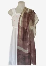 Watercolour Maze Rust Silk Long Scarf FW-505 - Image 2