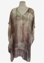 Watercolor Maze Rust Silk Kaftan FW-505