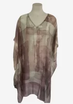 Watercolor Maze Rust Silk Kaftan FW-505 - Image 2