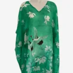 Crane Magnolia Green Silk Kaftan FW-506