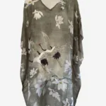 Crane Magnolia Grey Silk Kaftan FW-506