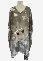 Crane Magnolia Grey Silk Kaftan FW-506 - Image 2