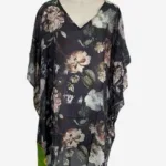 Midnight Bloom Black Silk Kaftan FW-508