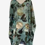 Duck Egg Floral Silk Kaftan FW-901