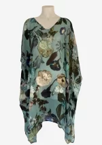 Duck Egg Floral Silk Kaftan FW-901 - Image 2