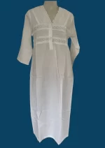 SN-197 White Cotton Embroidery Nightie