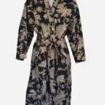 Twilight Bloom Black Cotton Robe/ Kimono (Free Size) DPR-10