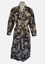 Twilight Bloom Black Cotton Robe/ Kimono (Free Size) DPR-10