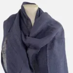 Navy 90 D Linen Scarf