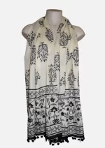 02 Pompom Printed Cotton Scarves - Image 2