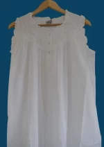 SN-130 White Cotton Embroidery Nightie