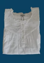 SN-130 White Cotton Embroidery Nightie - Image 6