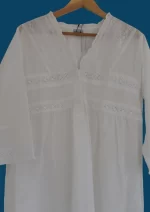 SN-197 White Cotton Embroidery Nightie - Image 4