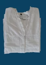 SN-197 White Cotton Embroidery Nightie - Image 2