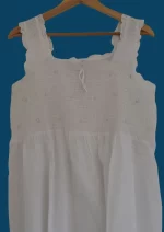 White Cotton Embroidery Nightie SN-277  (White Rose Bud)