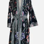 Blooming Aura Navy Velvet  Robe Jacket/ Kimono