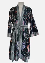 Blooming Aura Navy Velvet  Robe Jacket/ Kimono
