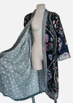 Blooming Aura Navy Velvet  Robe Jacket/ Kimono - Image 4