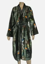 Toucans & Cockatoos Velvet  Robe Jacket/ Kimono