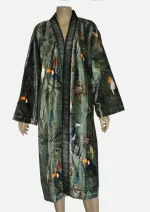 Toucans & Cockatoos Velvet  Robe Jacket/ Kimono - Image 3