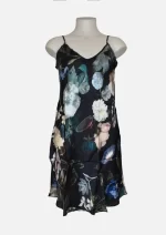 Black Floral Modal Chemise HAB 101 - Image 3