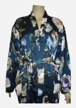 Navy Floral Modal Robes/ Kimonos (Free Size) HAB-017 - Image 2