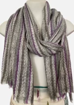 Stripes/Checks A7 Cashmere Wool  Scarf - Image 2