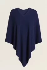 Cashmere Wool Poncho Navy - Image 2