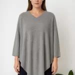 Cashmere Wool Poncho Medium GREY