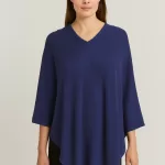Cashmere Wool Poncho Navy