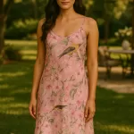 Pink Birdsong Garden Modal Chemise HAB-07