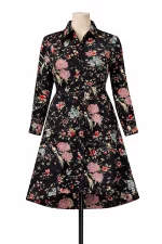Black Bloom - Shirt Dress