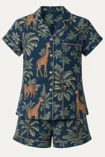 Wild Haven - Navy Short PJ and Shirt Set