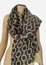 Black Link Ivory Linen Scarf - Image 4