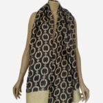 Black Link Ivory Linen Scarf