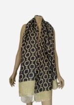 Black Link Ivory Linen Scarf