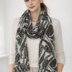 Noir Chains Merino Wool Printed Scarf