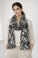 Noir Chains Merino Wool Printed Scarf