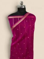 Pure Kora Silk Handloom Banarasi Saree Pink - Image 2